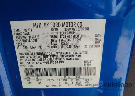 2011 Ford F-150 Xlt from USA, damaged, VIN 1FTEX1CM6BFC34195